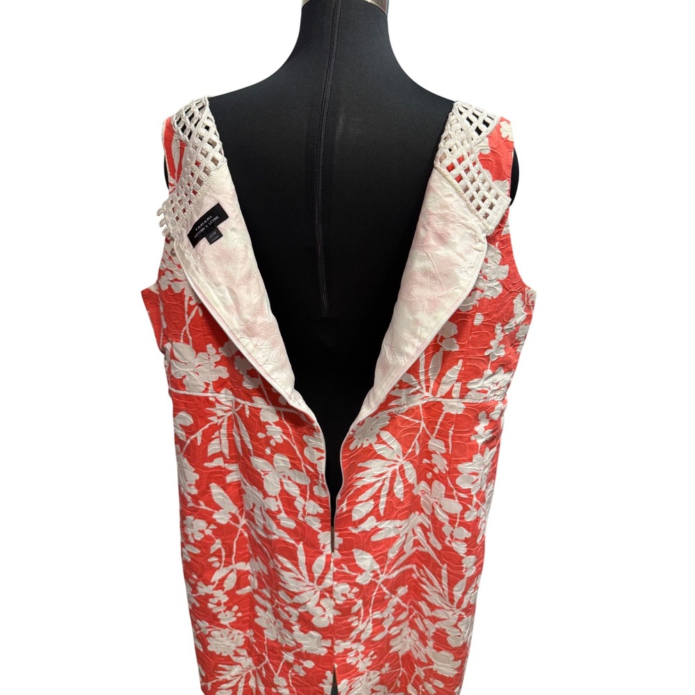 Tahari Arthur S Levine Coral Floral Jacquard Sheath Dress Lattice Neck 20W $178 - Picture 7 of 8